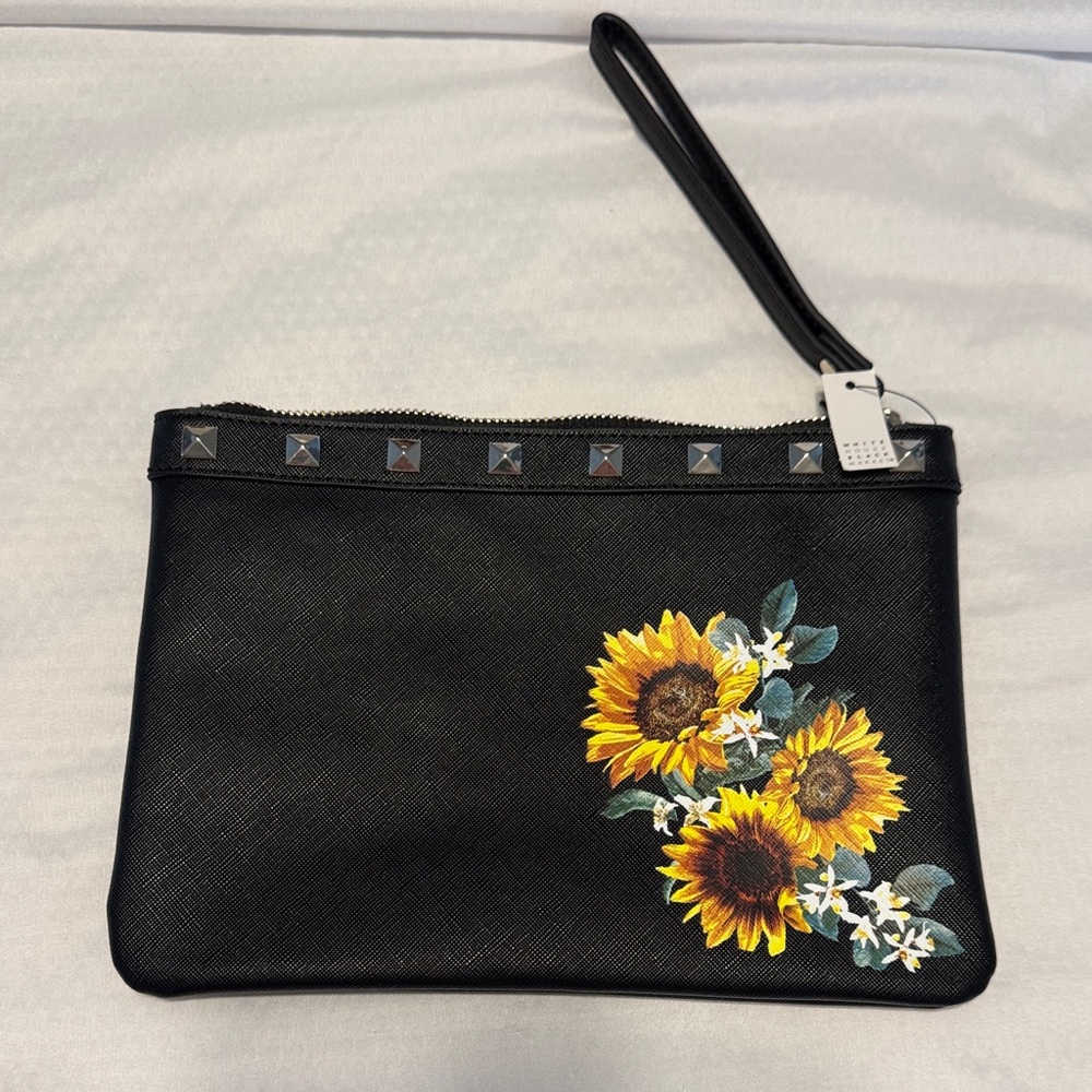 White House Black Market Black Sunflower Wristlet